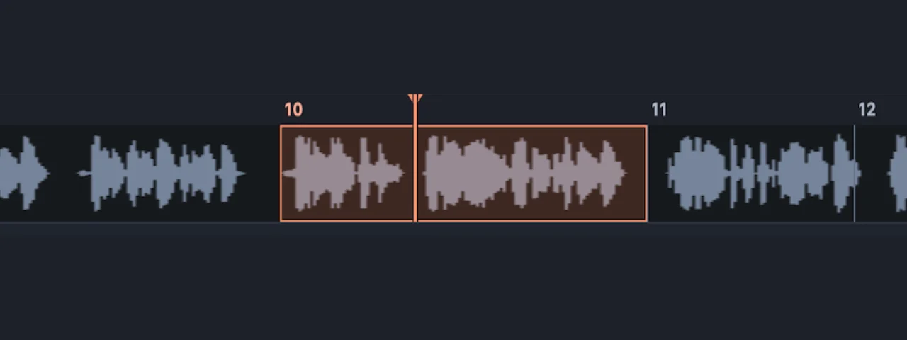 Audio waveform divided into sentence segments with the current sentence selected